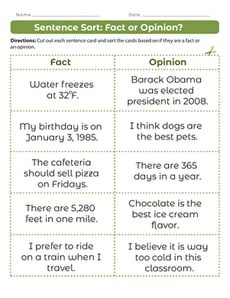 Sentence Sort: Fact or Opinion?