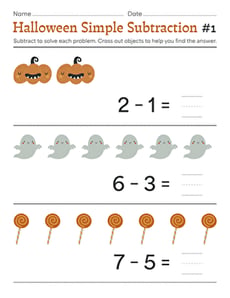 Halloween Simple Subtraction #1