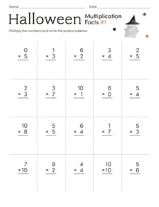Halloween Multiplication Facts #1