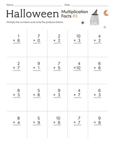 Halloween Multiplication Facts #2