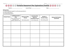 Formative Assessment: Peer Explanations Checklist