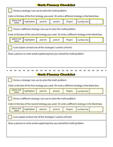 Math Fluency Checklist