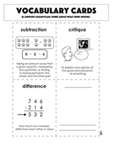 Vocabulary Cards: Think About What Went Wrong