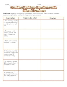 Creating Problem Questions with Mixed Numbers
