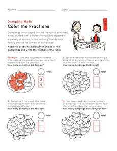 Dumpling Math: Color the Fractions