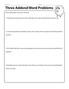 Three Addend Word Problems