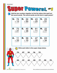 Super Powers! Two-Digit Addition #1