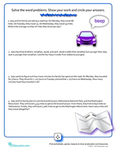 Word Problems: Road Trip