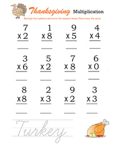 Thanksgiving Math: Multiplication #1