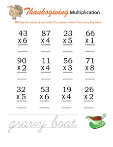 Thanksgiving Math: Multiplication #4