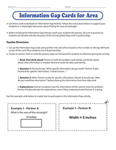 Information Gap Cards for Area