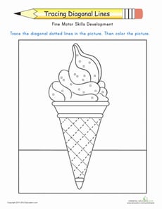 Tracing Diagonal Lines: Complete the Ice Cream Cone