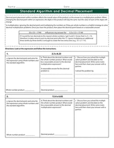 Standard Algorithm and Decimal Placement