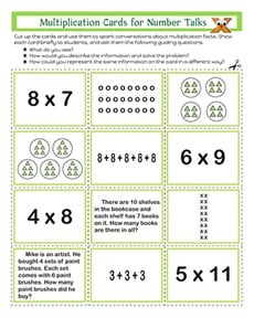 Multiplication Cards for Number Talks