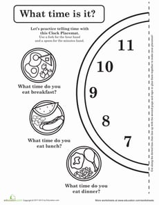 Clock Activity Placemat
