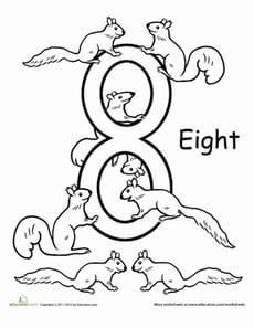 Count and Color: Eight Squirrels
