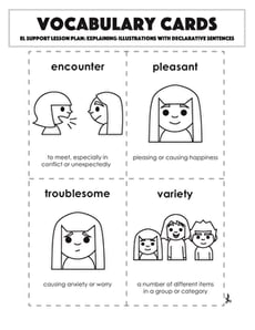 Vocabulary Cards: Explaining Illustrations with Declarative Sentences
