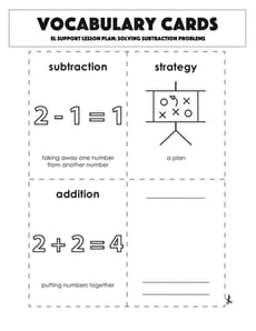 Vocabulary Cards: Solving Subtraction Problems