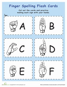 Sign Language Flash Cards: A thru F