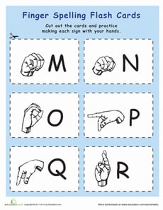 Sign Language Flash Cards: M thru R
