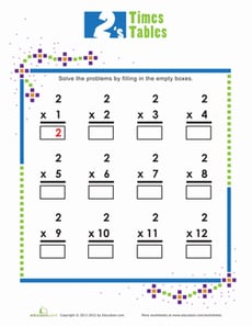 Times Tables: 2s