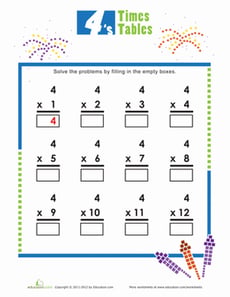 Times Tables: 4s