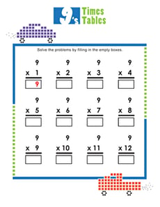Times Tables: 9s