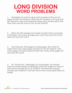 More Long Division Word Problems