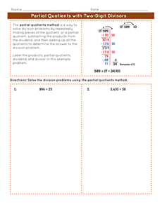 Partial Quotients with Two-Digit Divisors