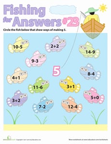 Fishing For Math Facts: Five
