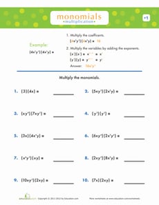  Multiplying Monomials