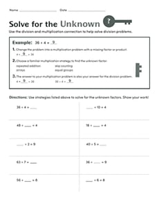 Solve for the Unknown