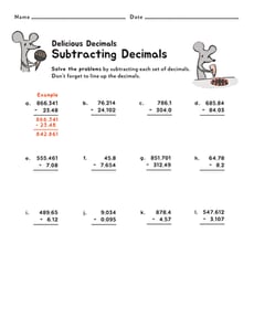 Subtracting Decimals
