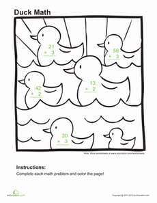 Add and Color: Ducks