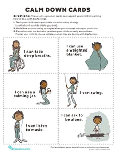 Calm Down Cards for Young Children