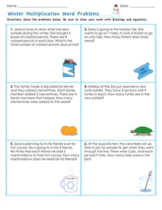 Winter Multiplication Word Problems