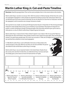 Martin Luther King Jr. Cut-and-Paste Timeline