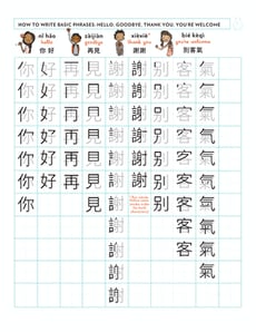 Learn Chinese: How to Write Hello, Goodbye, Thank You, and You're Welcome