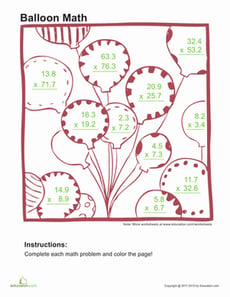 Multiply Decimals and Color 4