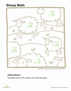 Adding Decimals Coloring Page