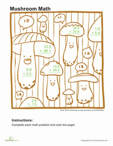 Adding Decimals Coloring Page #2
