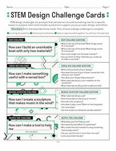 STEM Design Challenge Cards