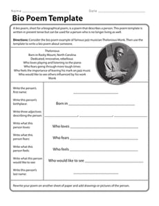 Bio Poem Template
