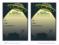 Alien Birthday Invitations