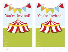 Circus Birthday Invitations