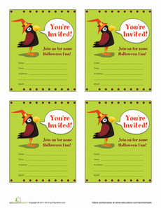 Cute Crow Halloween Invitations