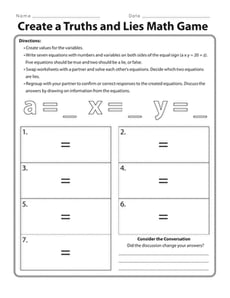 Create a Truths and Lies Math Game
