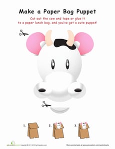Cow Paper Bag Puppet