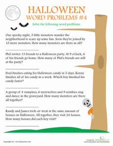 Halloween Word Problems #4