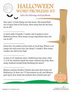 Halloween Word Problems #5